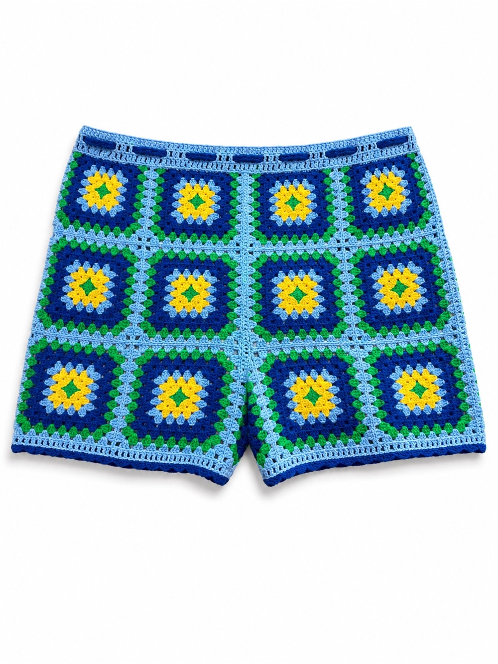 Zara NWT Crochet Knit Sweater Size L Blue Green Yellow Textured - Picture 2 of 3